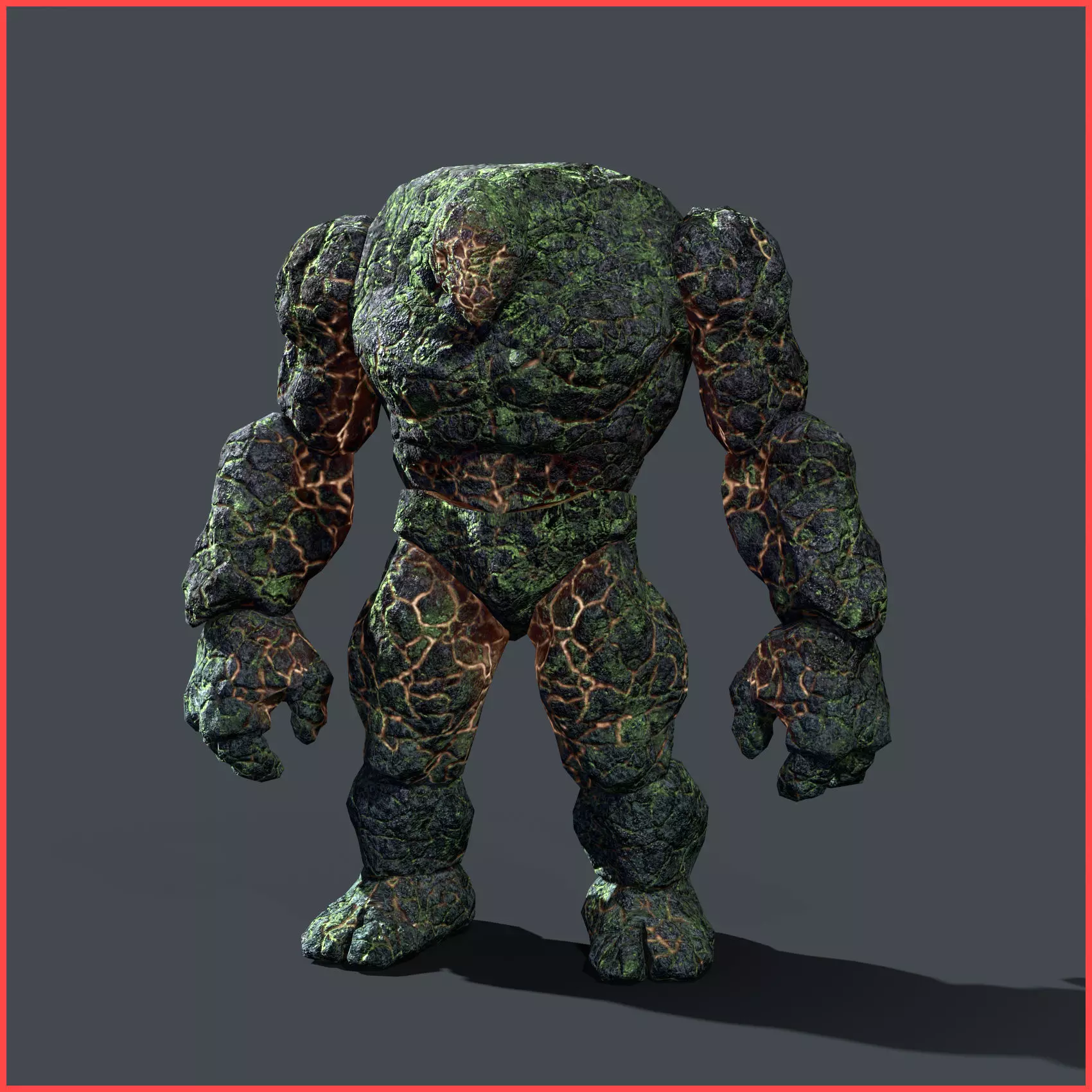 Elemental Golem - Rock Green - Low-poly 3D model
