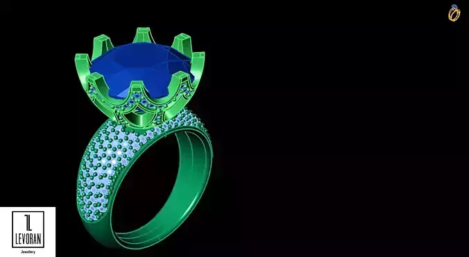 Full pave engagement ring   3D Print 3D print model