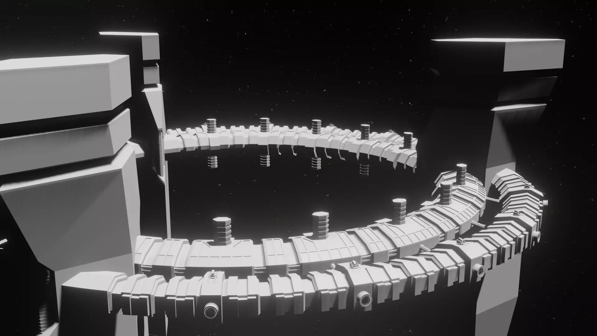 Tri-tower space station 3D model