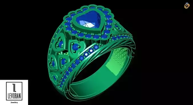 Heart gem ring  - Twisted ring - Stl file - 3D Model 3D print model