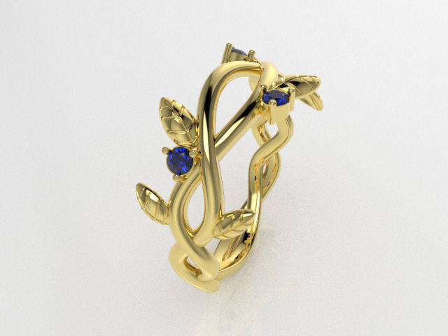 Anillo hojas 3D print model_1