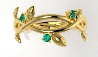 Anillo hojas 3D print model_2