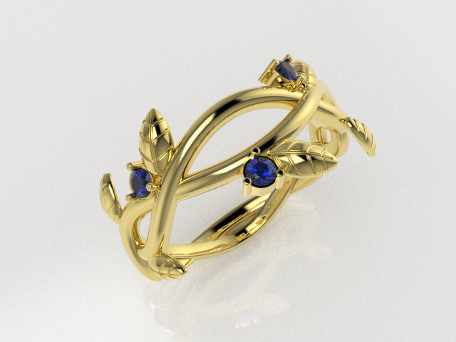 Anillo hojas 3D print model_3