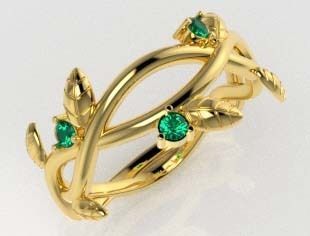 Anillo hojas 3D print model_4