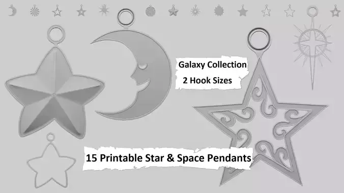 Galaxy Collection 3D Printable Star and Space Pendants