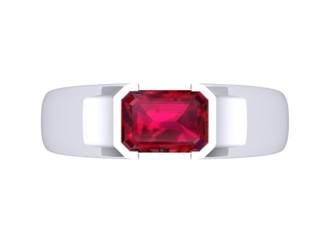 Emerald Cut Ruby Ring  3D print model_1