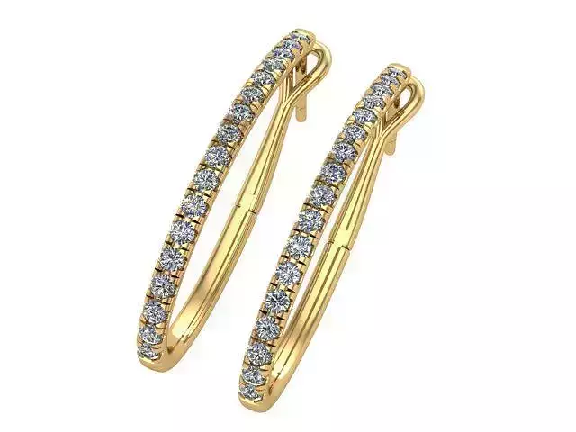 Oval Golden Diamond Earrings