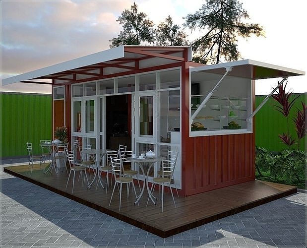 mini Cafe shipping container 20ft 3D model