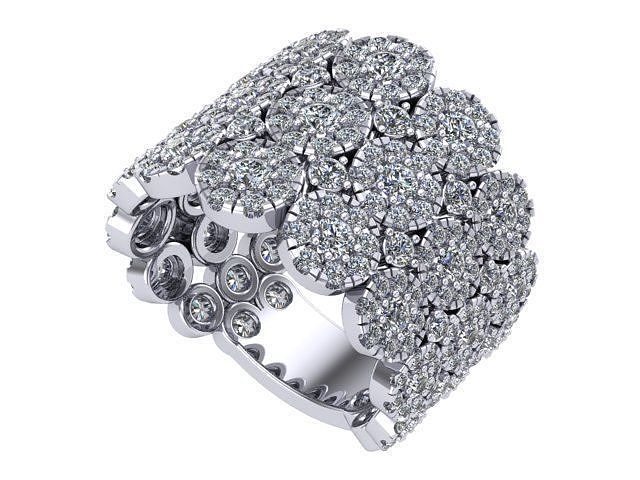 Three Row Round Diamond Ring  3D print model