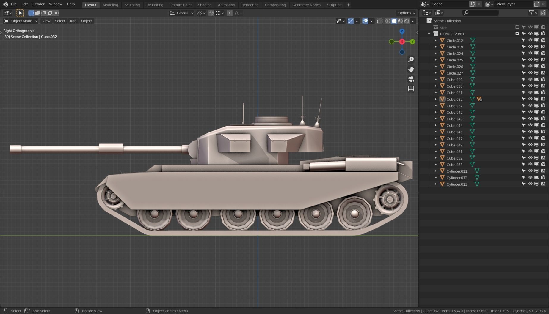 Centurion Tank Base Mesh  Low-poly 3D model_27
