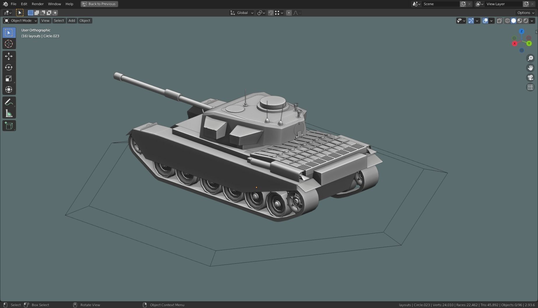 Centurion Tank Base Mesh  Low-poly 3D model_30