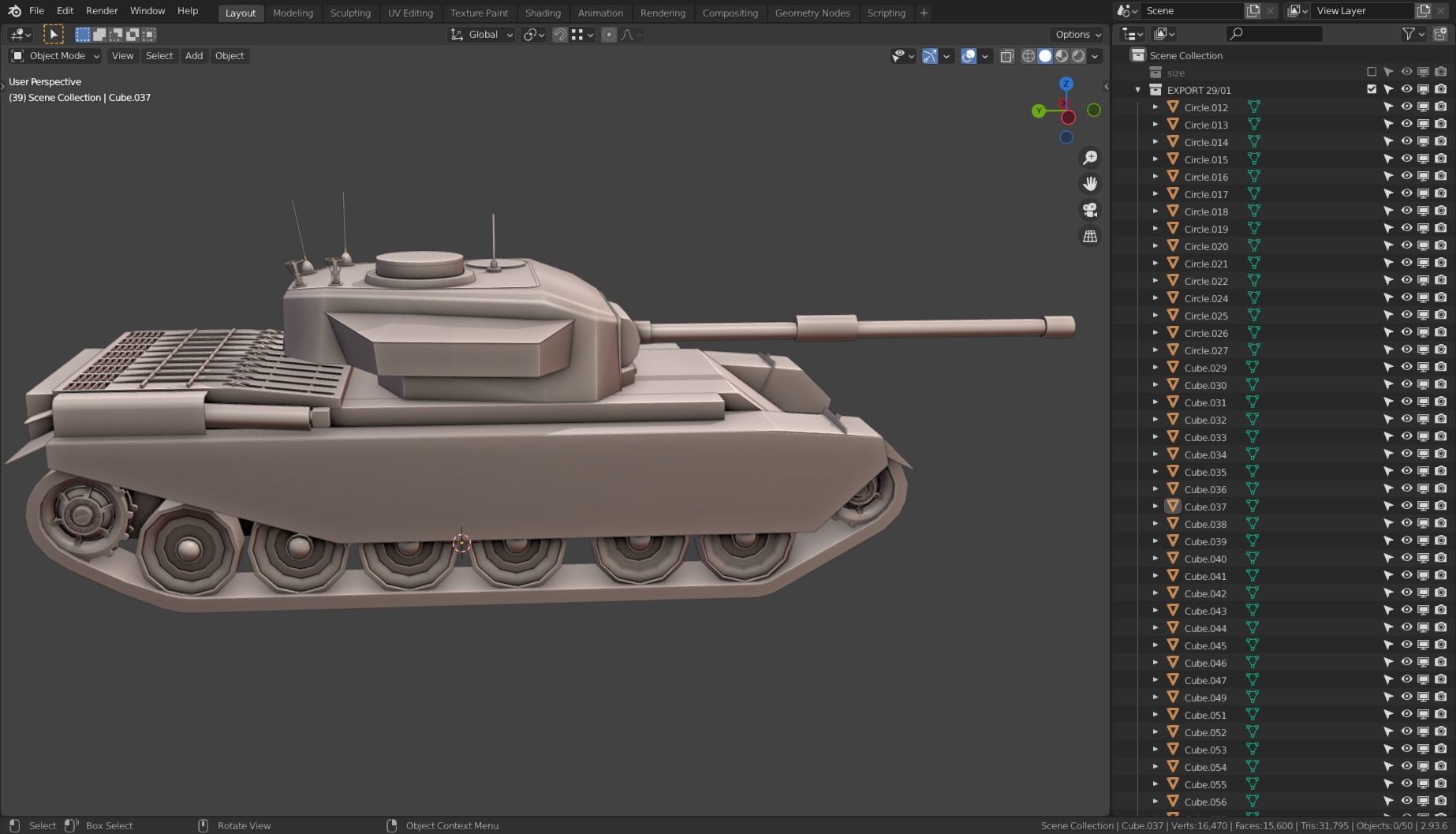 Centurion Tank Base Mesh  Low-poly 3D model_7