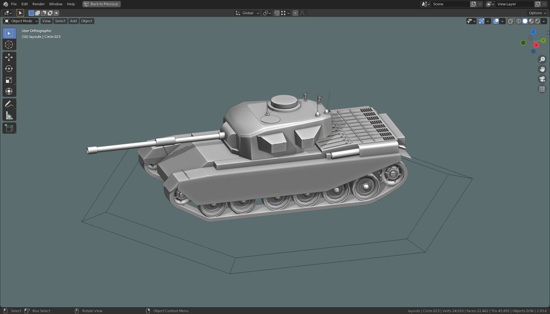 Centurion Tank Base Mesh  Low-poly 3D model_28