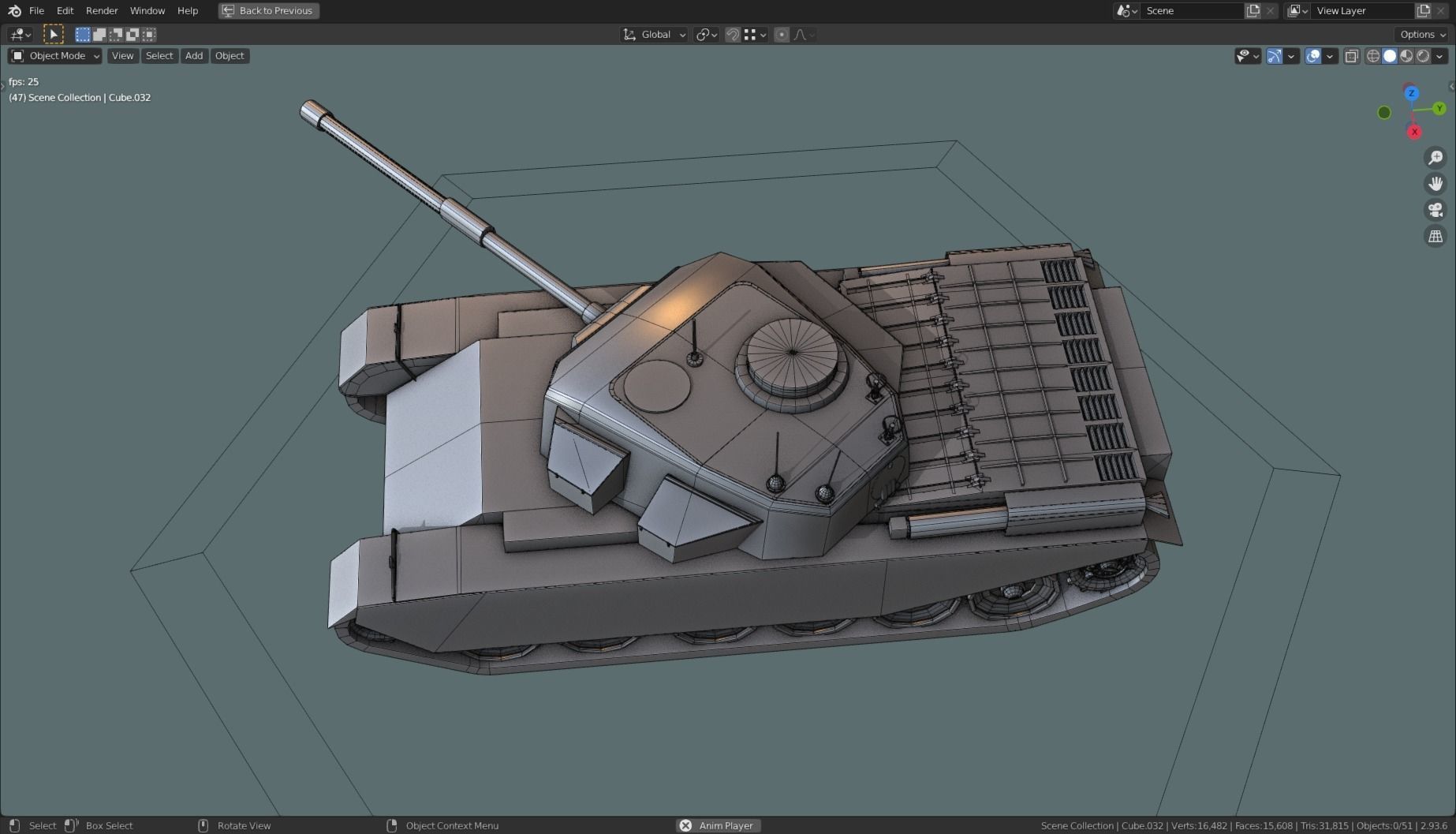 Centurion Tank Base Mesh  Low-poly 3D model_22