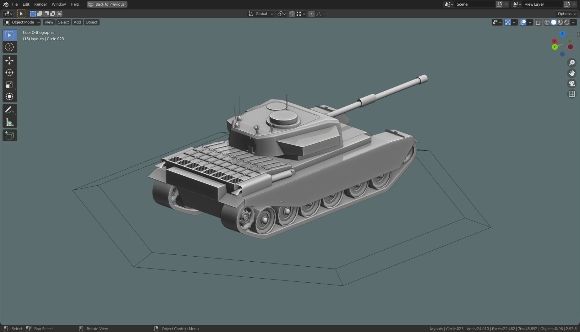 Centurion Tank Base Mesh  Low-poly 3D model_32