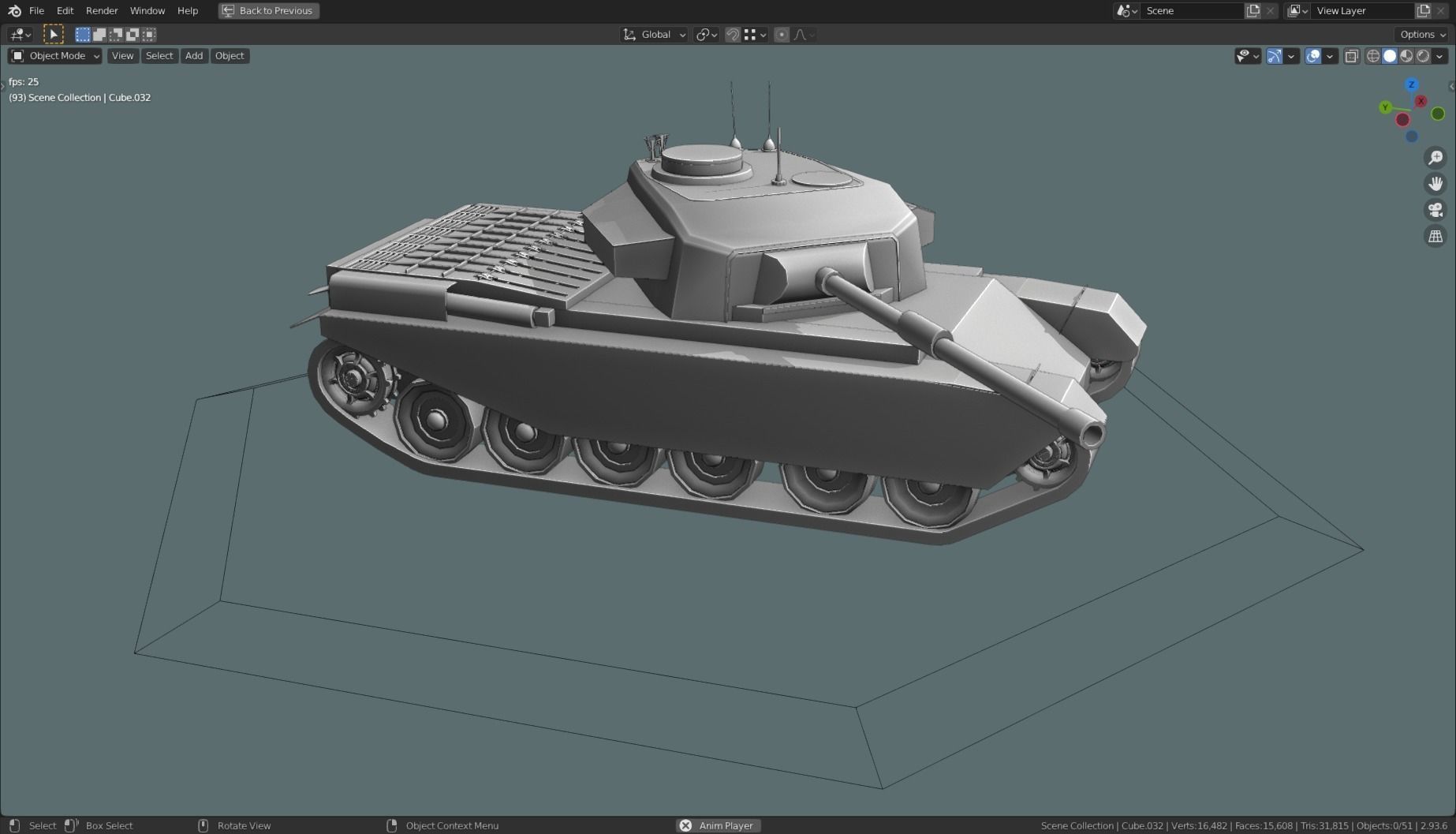 Centurion Tank Base Mesh  Low-poly 3D model_15