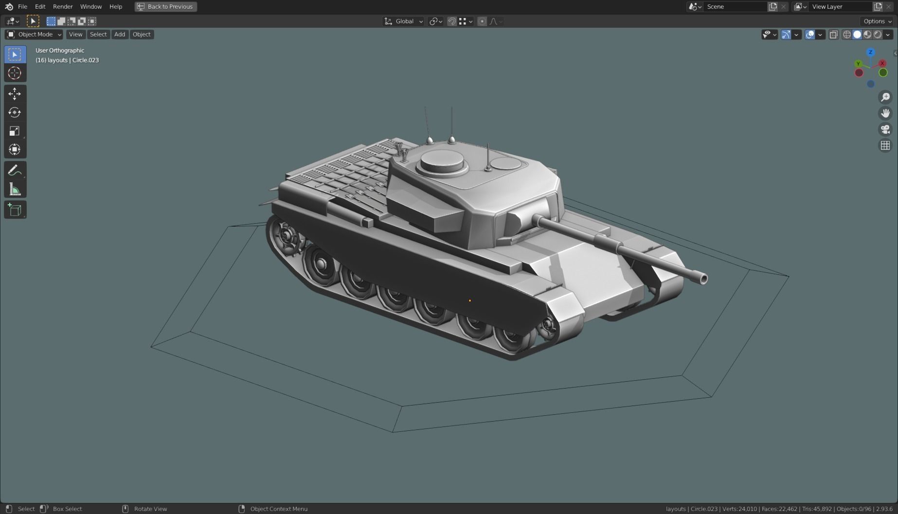 Centurion Tank Base Mesh  Low-poly 3D model_21