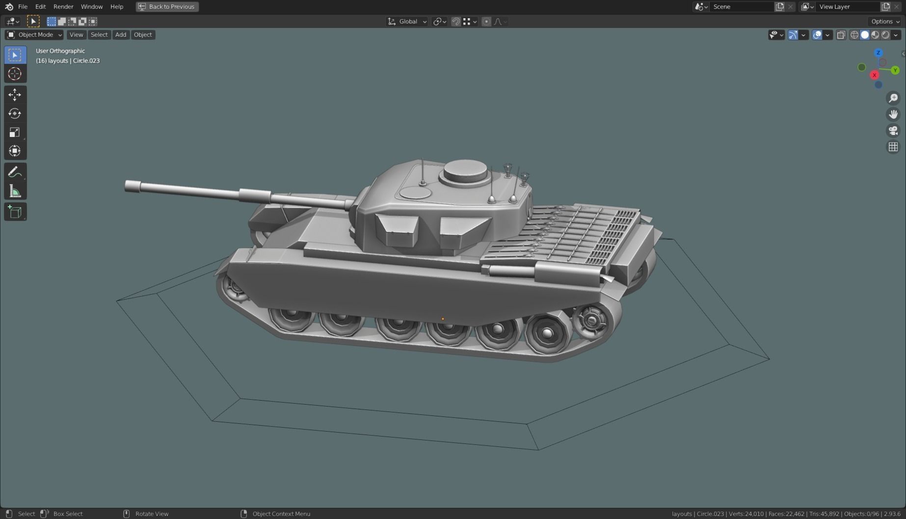 Centurion Tank Base Mesh  Low-poly 3D model_29