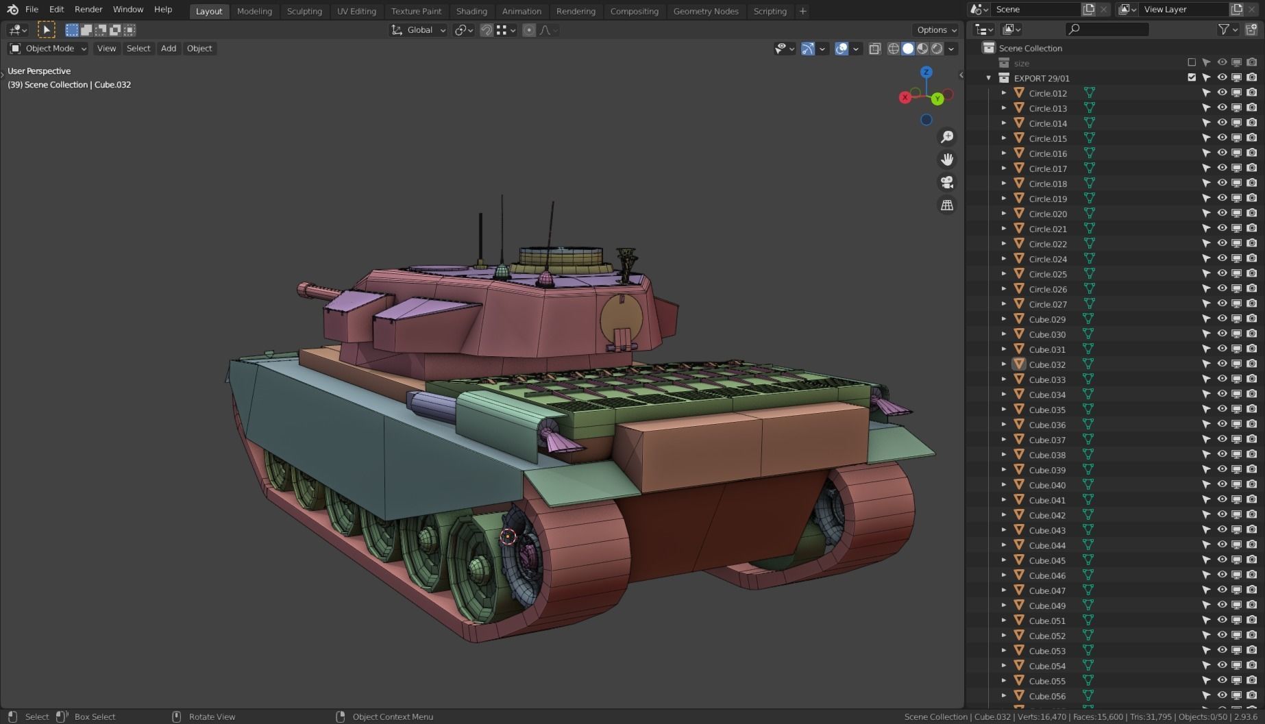 Centurion Tank Base Mesh  Low-poly 3D model_14
