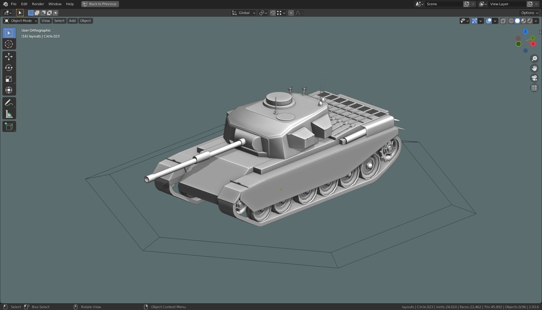 Centurion Tank Base Mesh  Low-poly 3D model_25