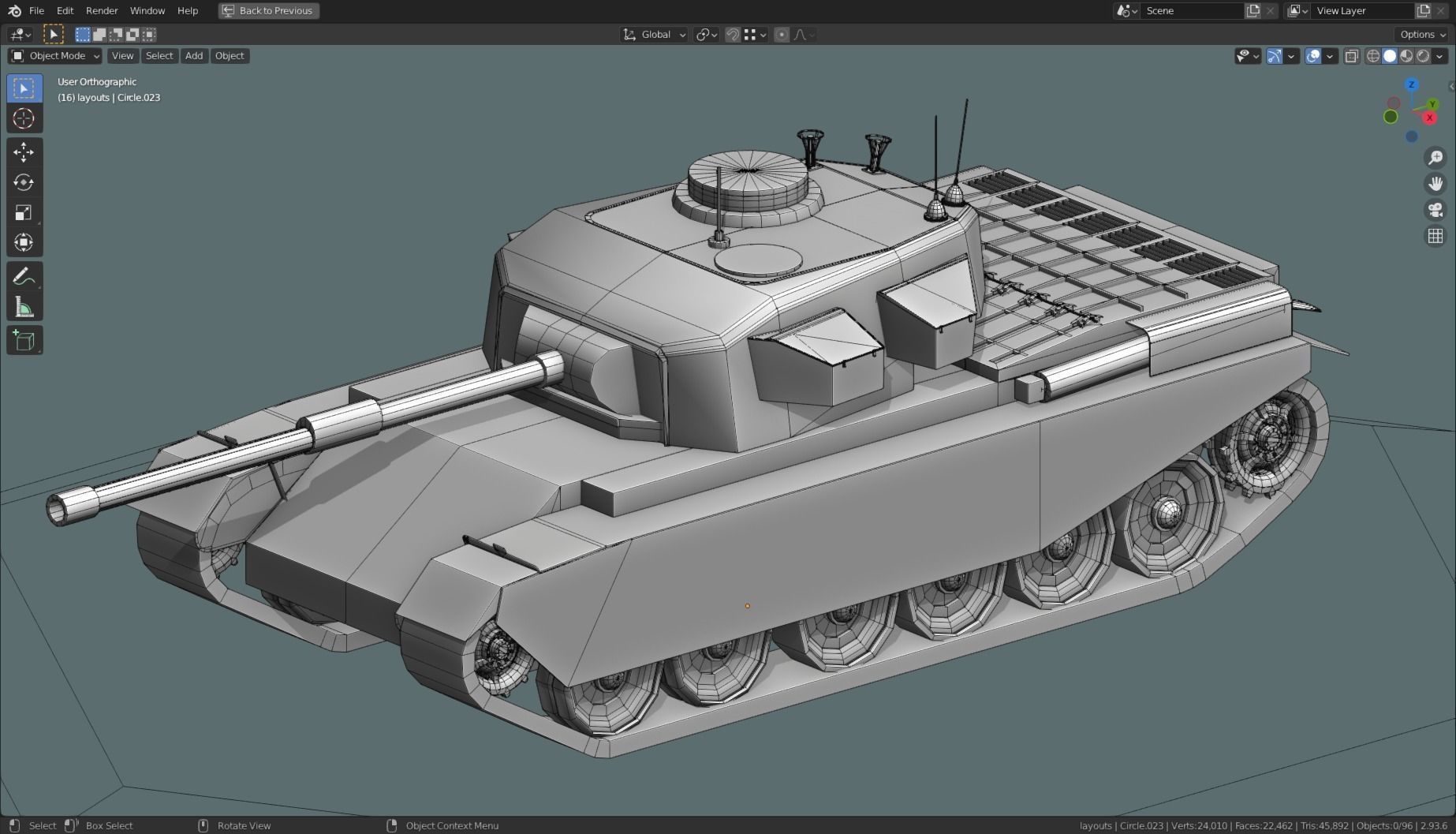 Centurion Tank Base Mesh  Low-poly 3D model_33