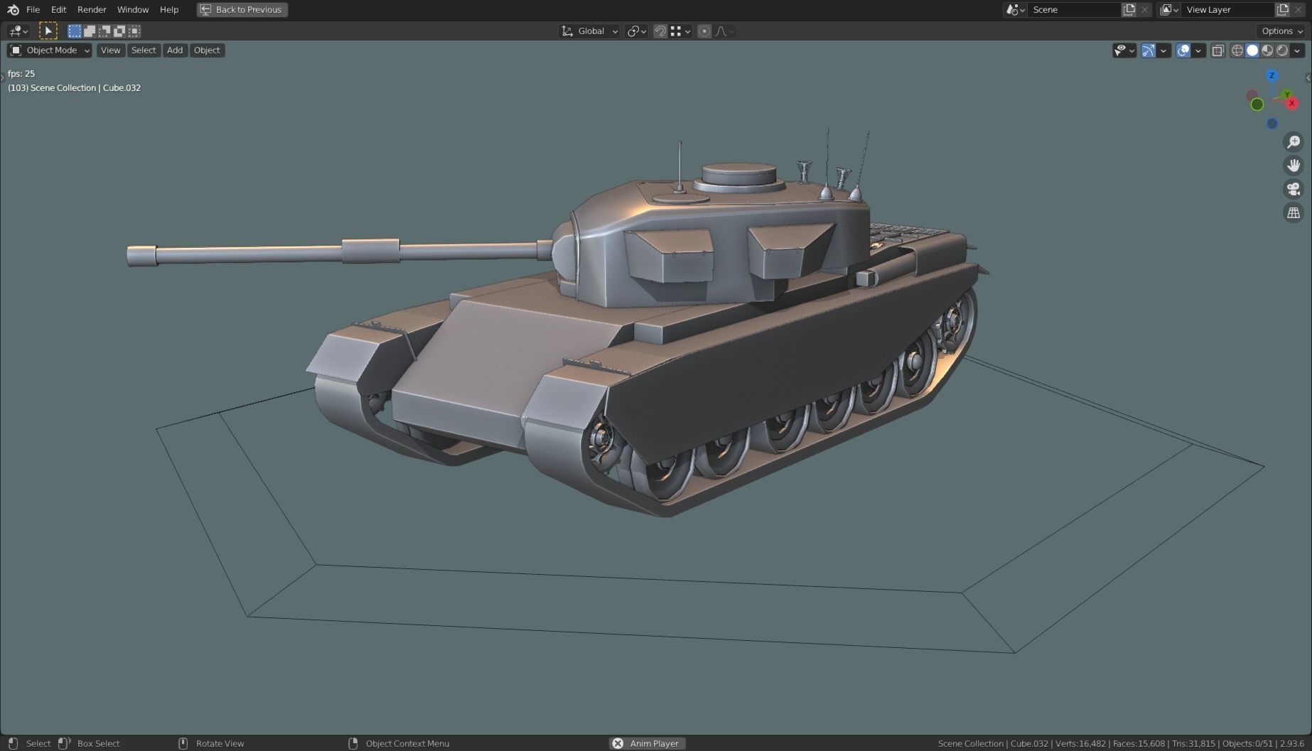 Centurion Tank Base Mesh  Low-poly 3D model_19