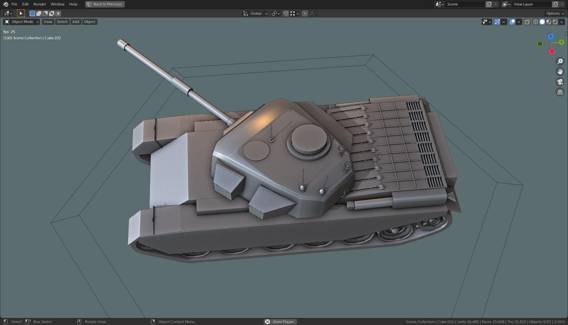 Centurion Tank Base Mesh  Low-poly 3D model_20