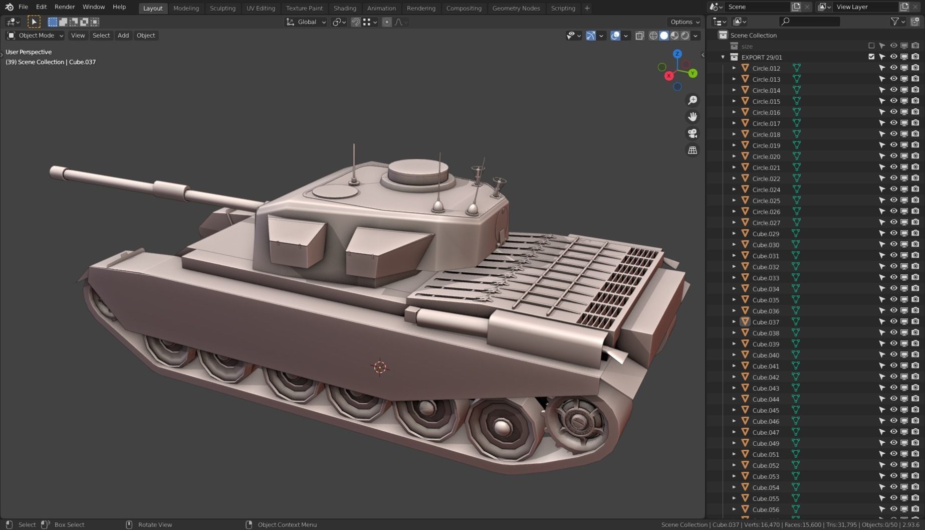 Centurion Tank Base Mesh  Low-poly 3D model_8