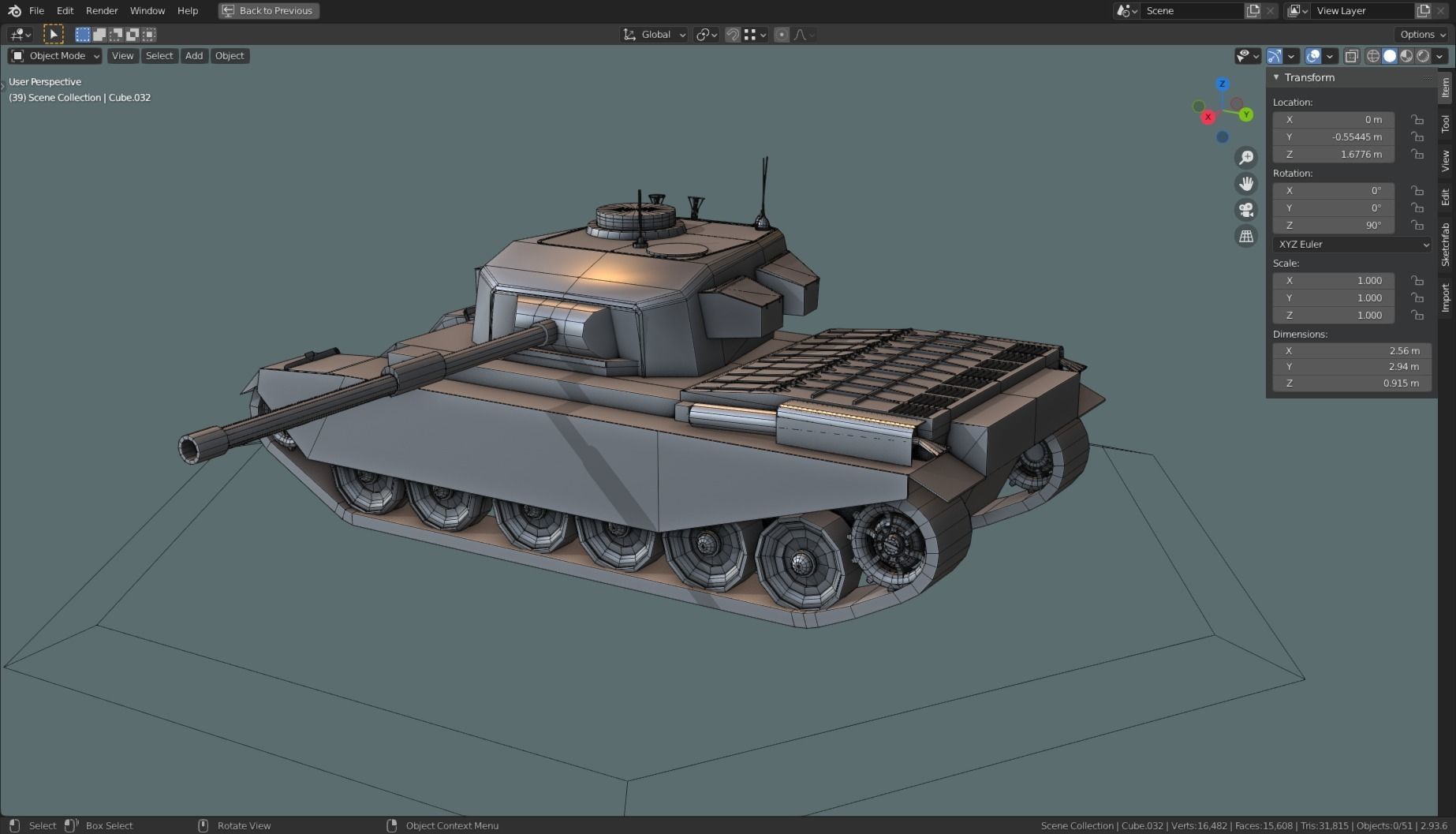 Centurion Tank Base Mesh  Low-poly 3D model_26
