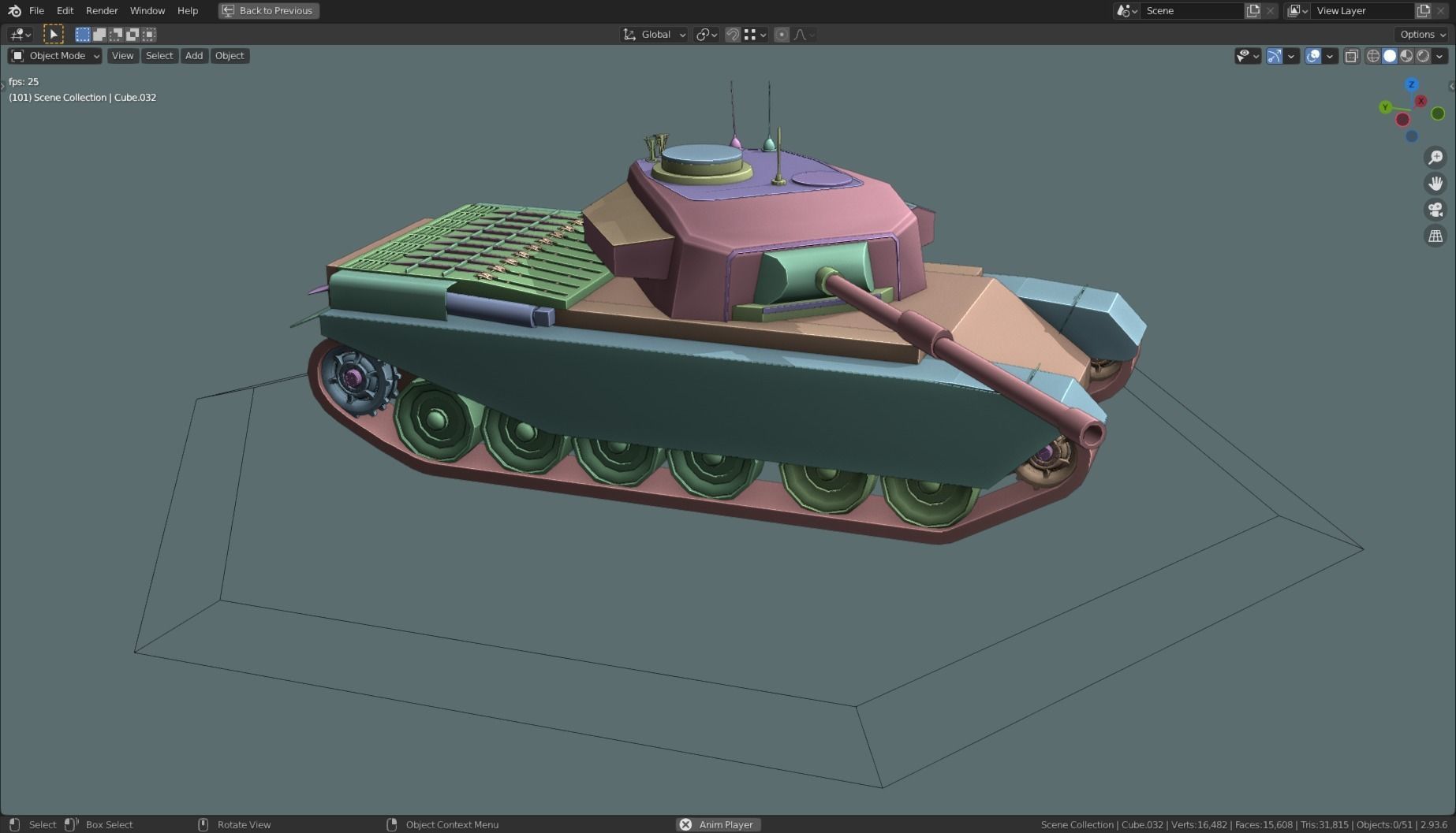 Centurion Tank Base Mesh  Low-poly 3D model_16