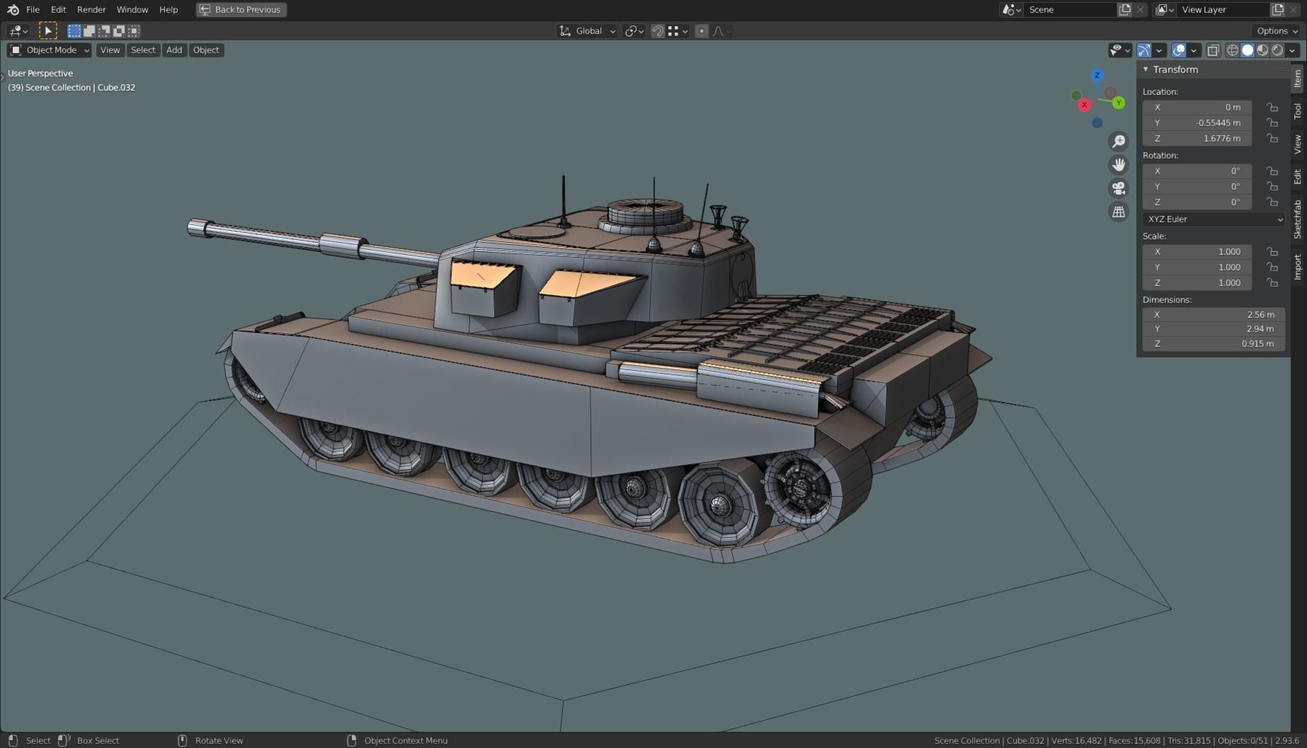 Centurion Tank Base Mesh  Low-poly 3D model_24