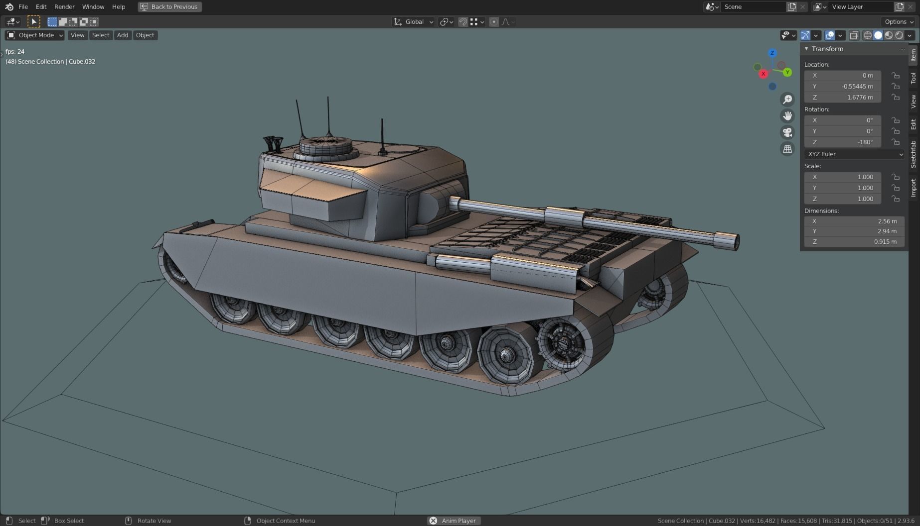 Centurion Tank Base Mesh  Low-poly 3D model_23
