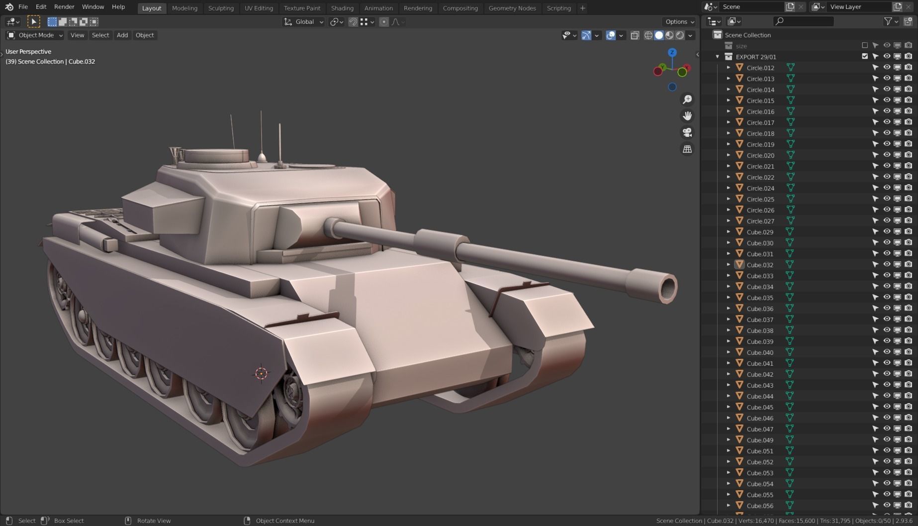 Centurion Tank Base Mesh  Low-poly 3D model_3