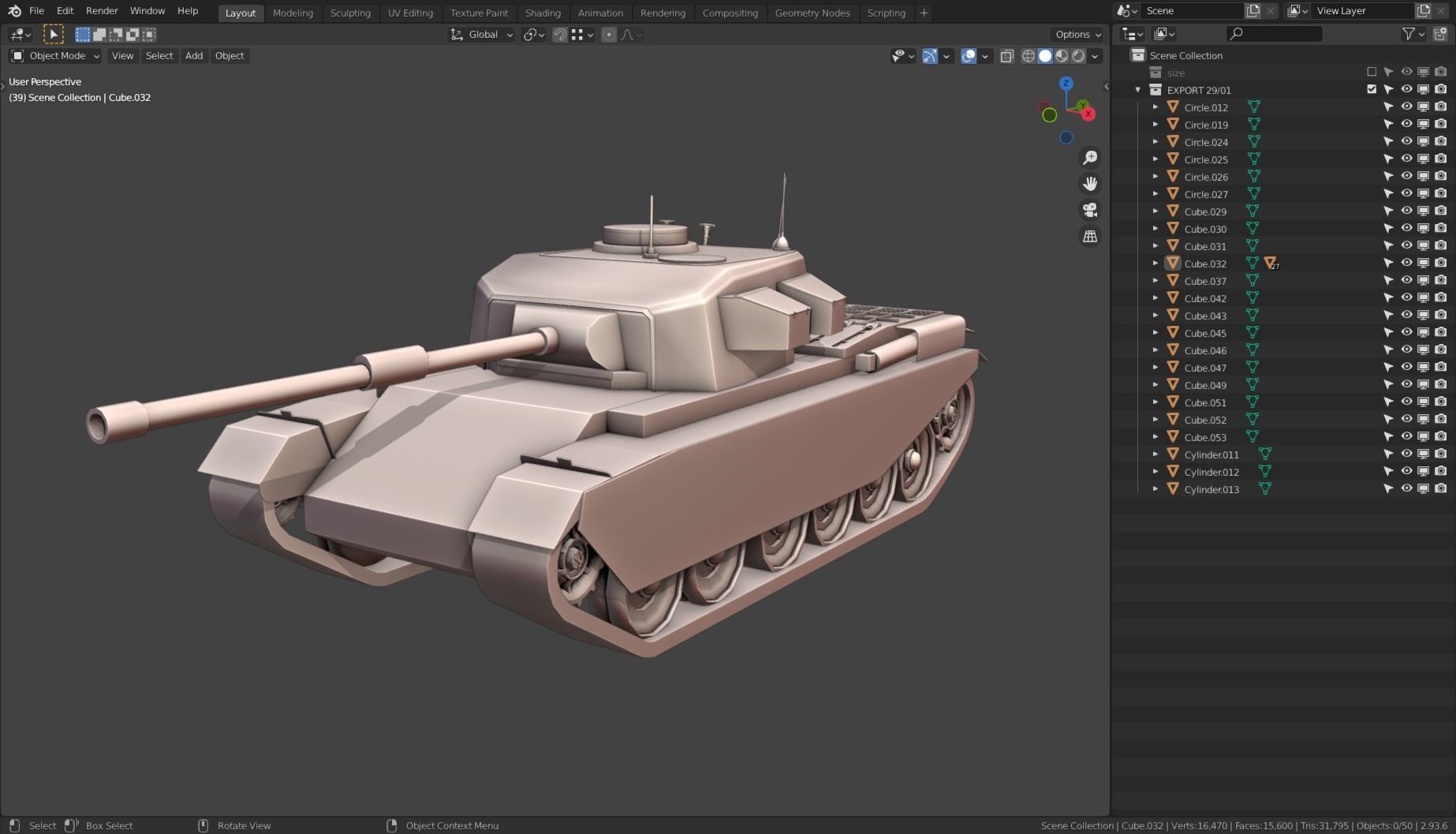 Centurion Tank Base Mesh  Low-poly 3D model_2