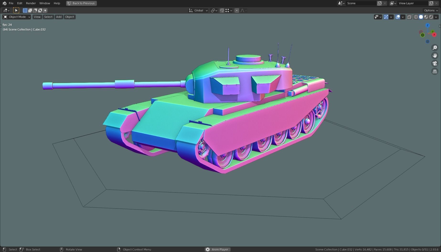 Centurion Tank Base Mesh  Low-poly 3D model_18