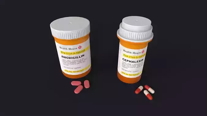 Jars of antibiotics Low-poly 3D model