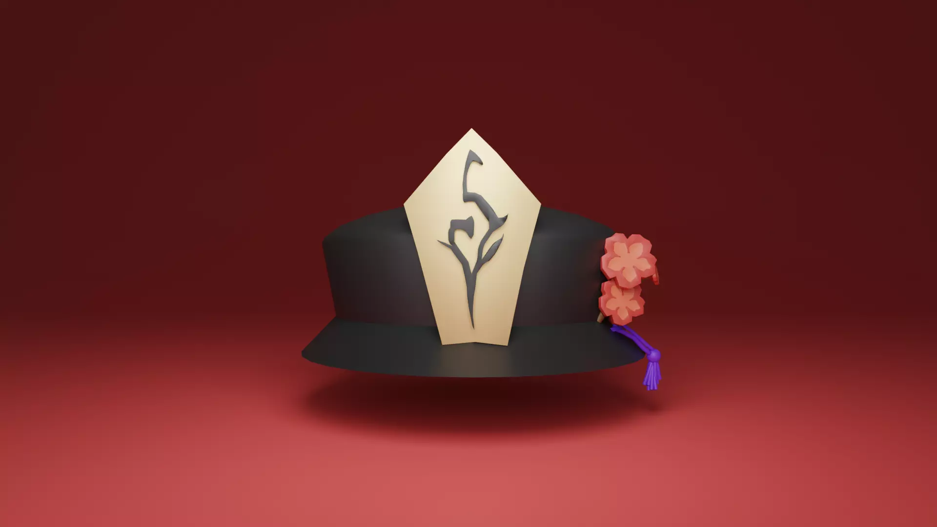 Hutao Hat Free low-poly 3D model_0