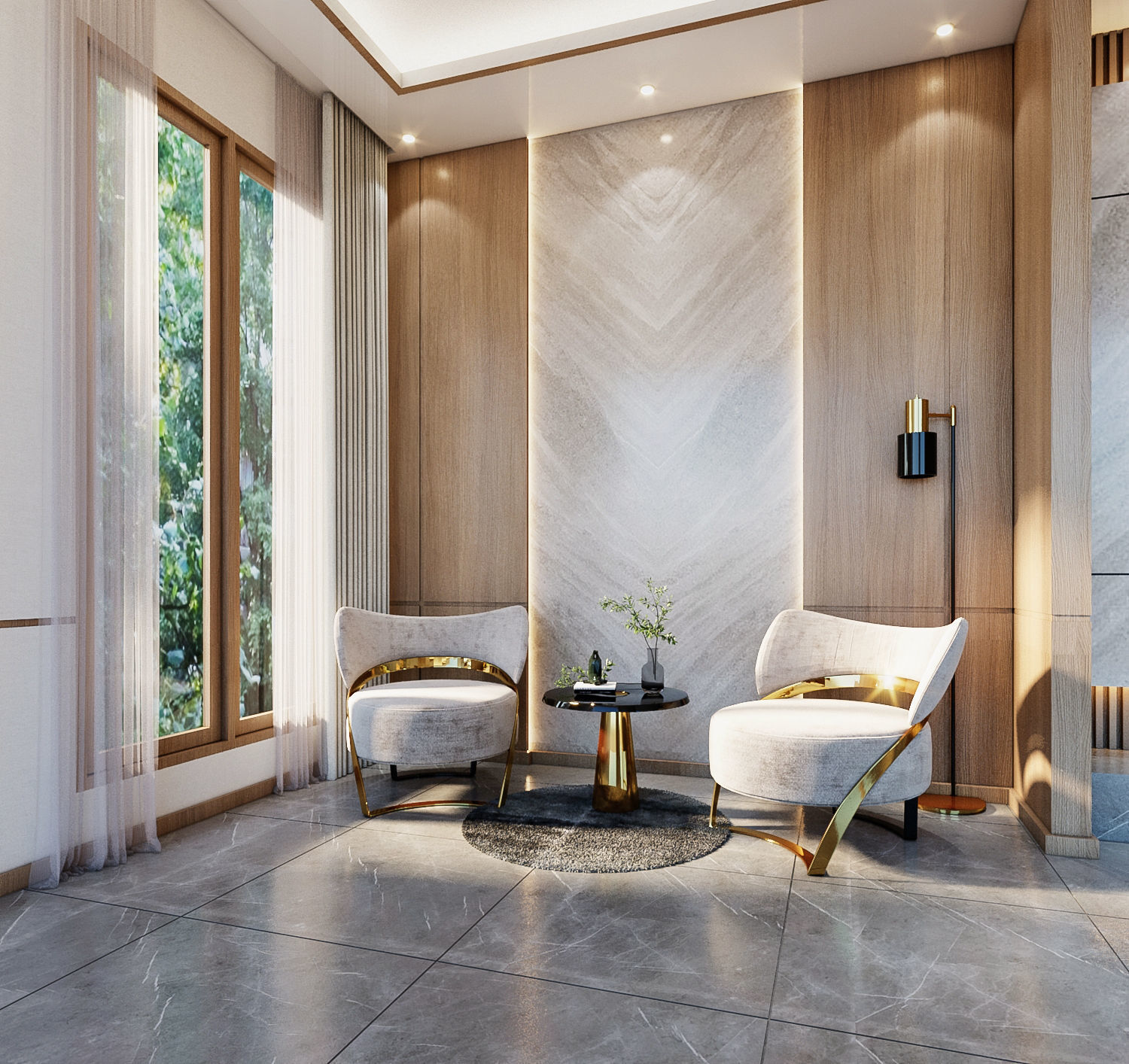 Interior Design Living Room Dining Room Kitchen Foyer area 3D model_4