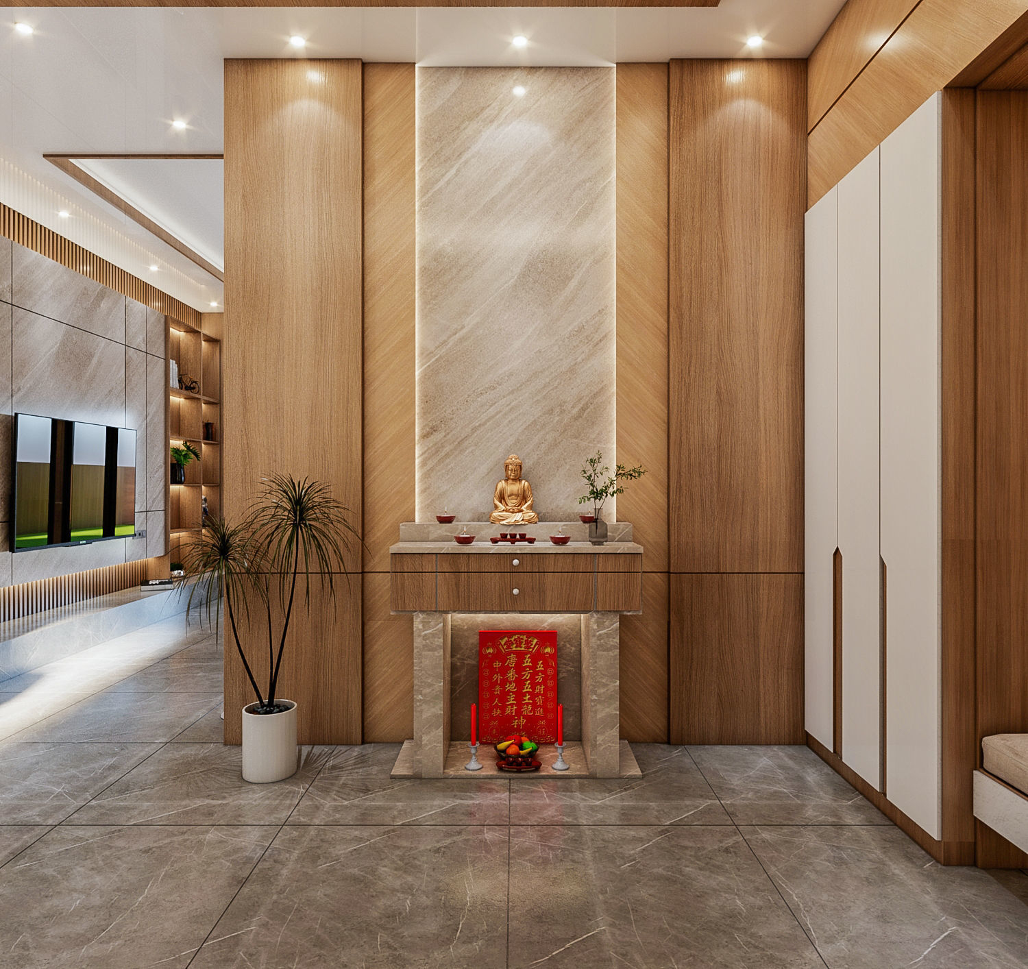 Interior Design Living Room Dining Room Kitchen Foyer area 3D model_8