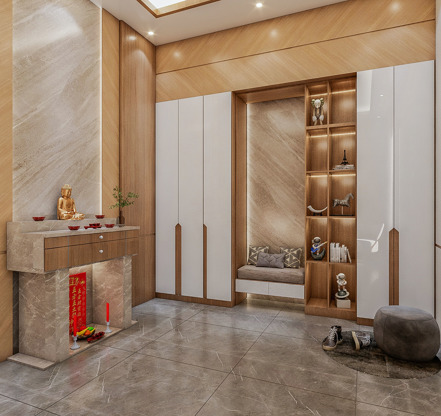 Interior Design Living Room Dining Room Kitchen Foyer area 3D model_9