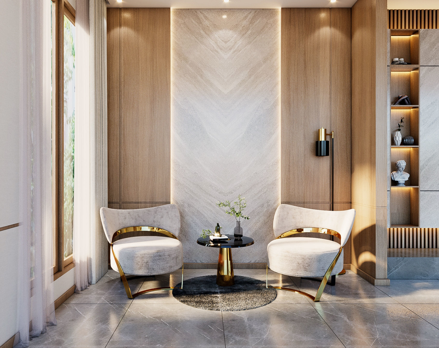 Interior Design Living Room Dining Room Kitchen Foyer area 3D model_5