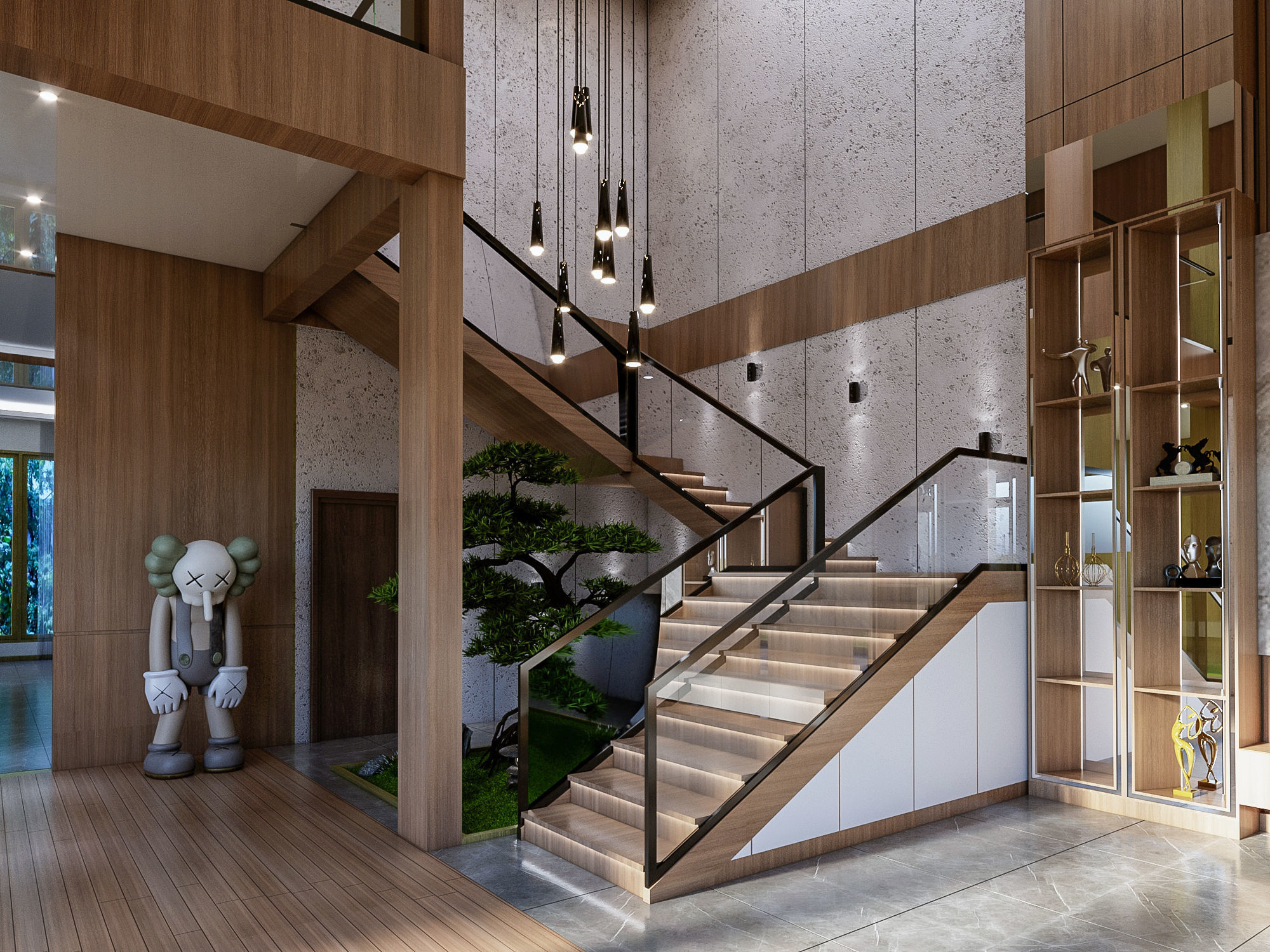 Interior Design Living Room Dining Room Kitchen Foyer area 3D model_2