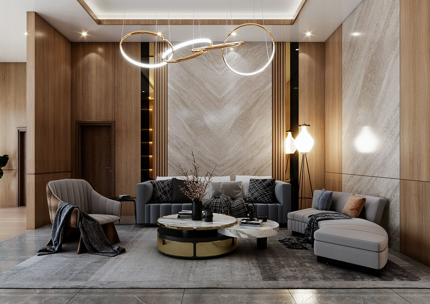 Interior Design Living Room Dining Room Kitchen Foyer area 3D model_6