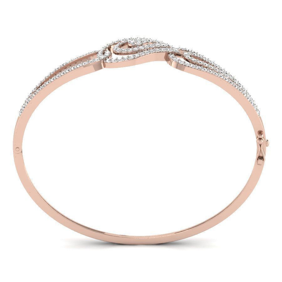Bracelet elegant rose gold bangle with diamonds 3D print model_5