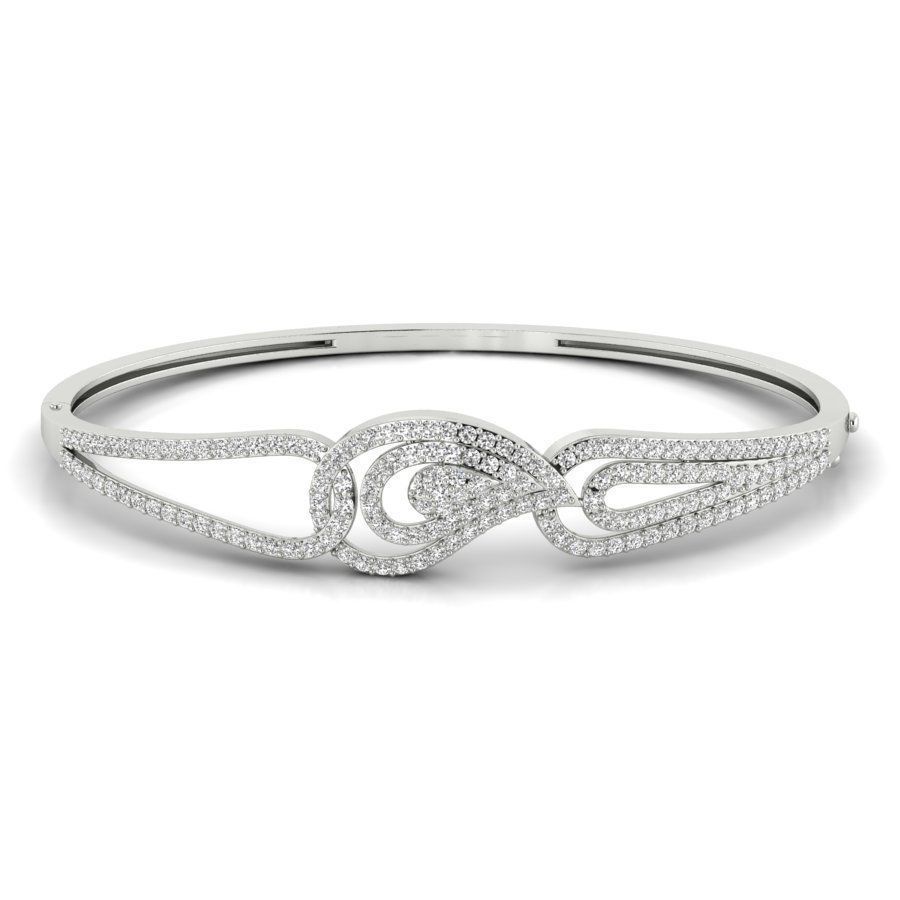 Bracelet elegant rose gold bangle with diamonds 3D print model_10