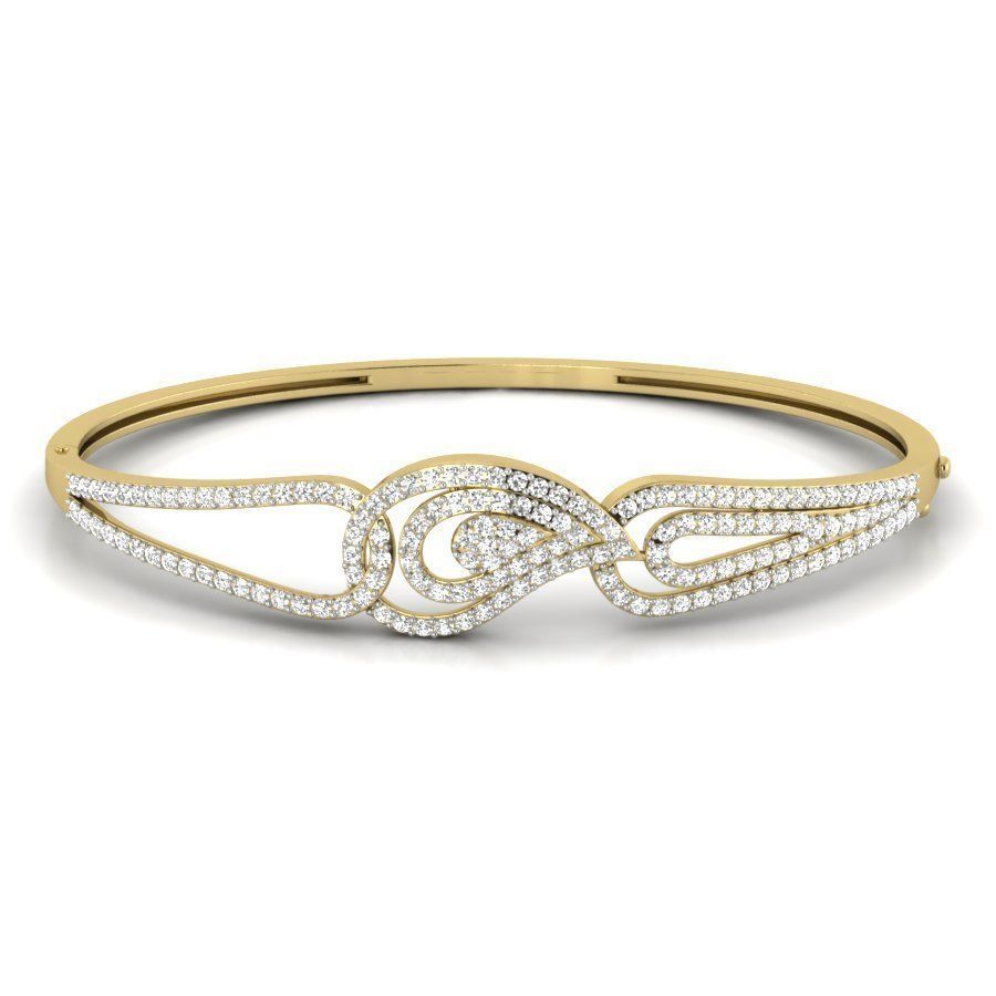 Bracelet elegant rose gold bangle with diamonds 3D print model_3