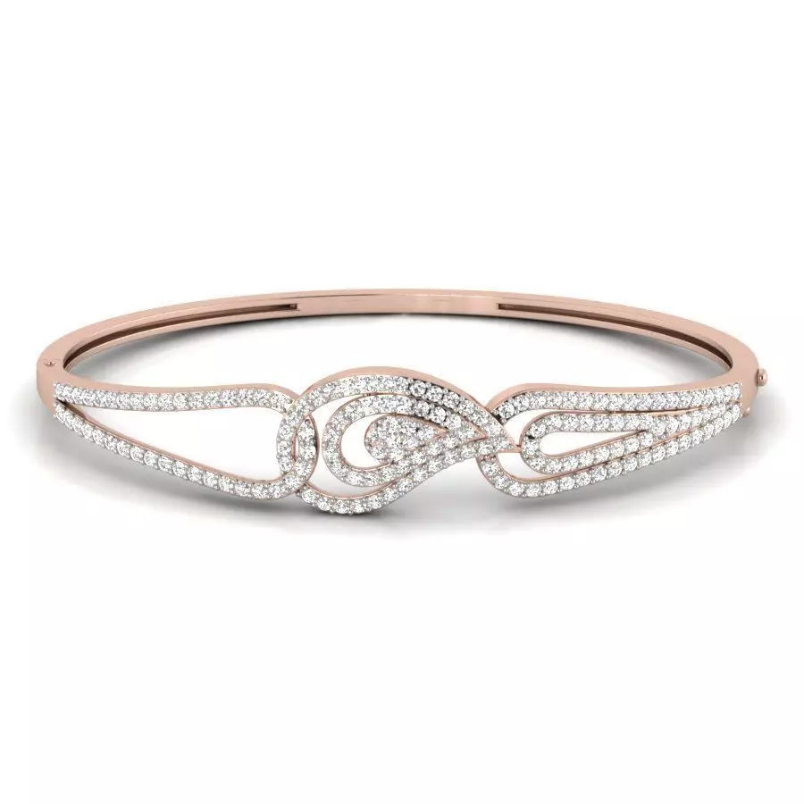 Bracelet elegant rose gold bangle with diamonds 3D print model_0