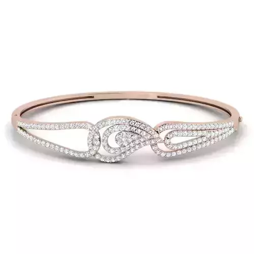 Bracelet elegant rose gold bangle with diamonds 3D print model