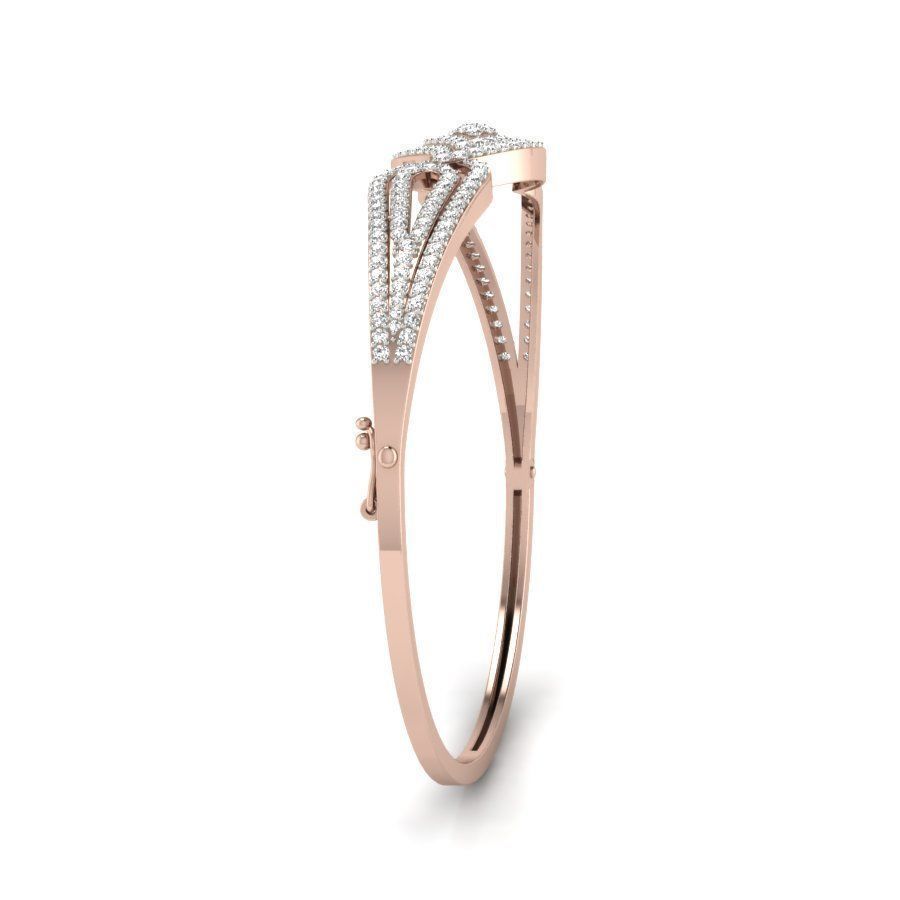 Bracelet elegant rose gold bangle with diamonds 3D print model_7