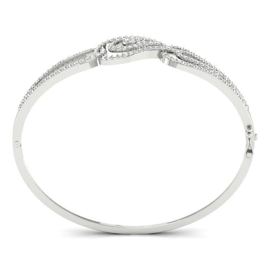 Bracelet elegant rose gold bangle with diamonds 3D print model_9